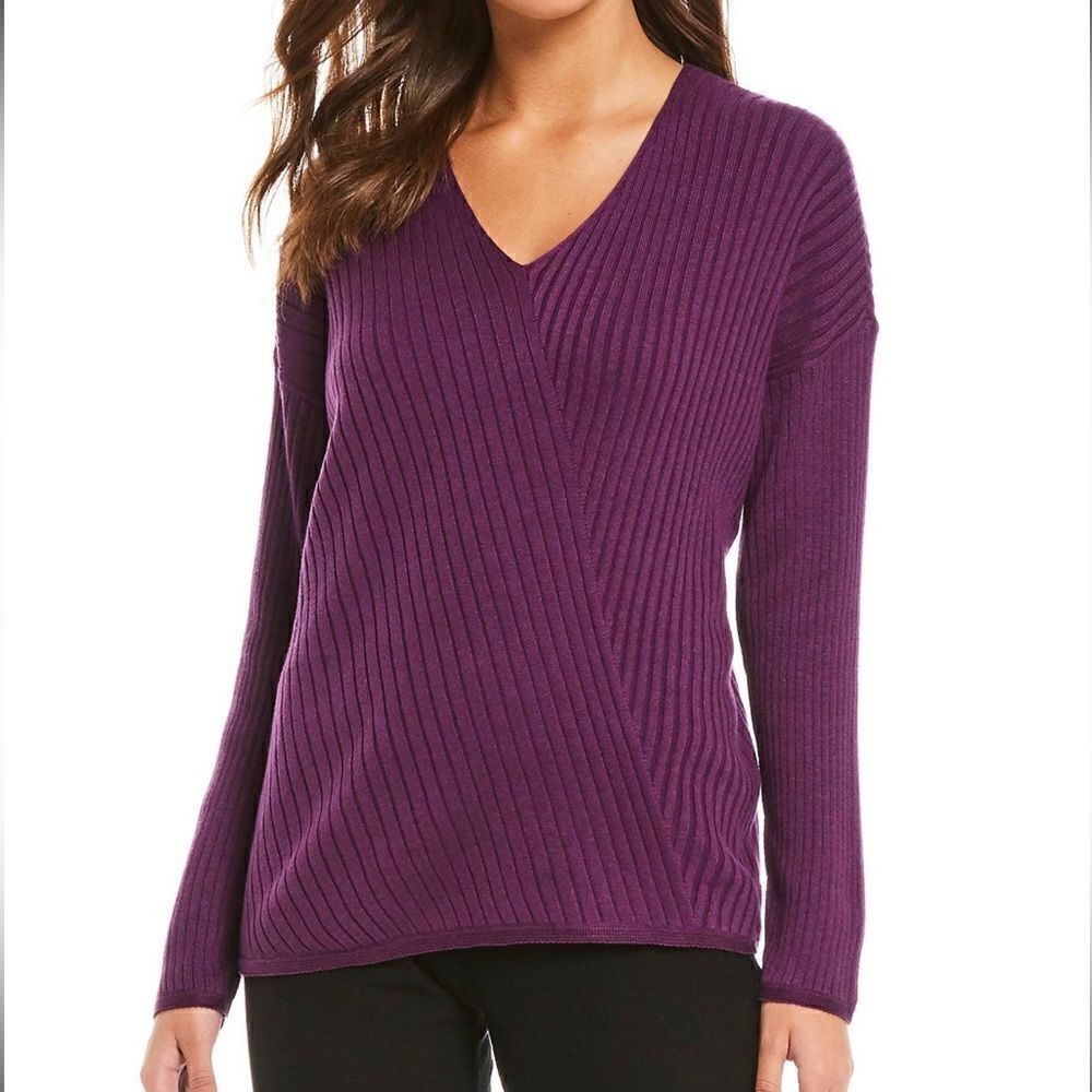 Eileen Fisher Tencel Organic Cotton Silk Blend Purple Sweater Size Medium